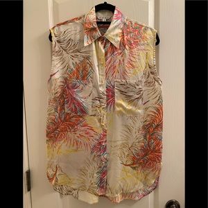 CAbi Feather Print Silk Hi-low Tunic, Style# 385